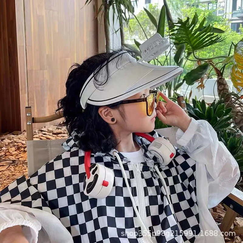 Breathable Cooling Fan Hat Sunscreen Fan Sun Visor Hat Fishing Hat Cooling Peaked Cap Hat Usb Charging Hat Fan for Sport Outdoor
